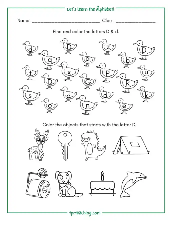 Circle the letter D worksheet