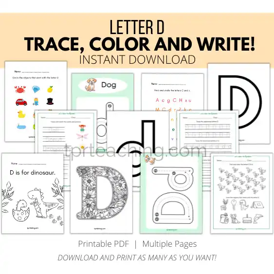 Letter D worksheets