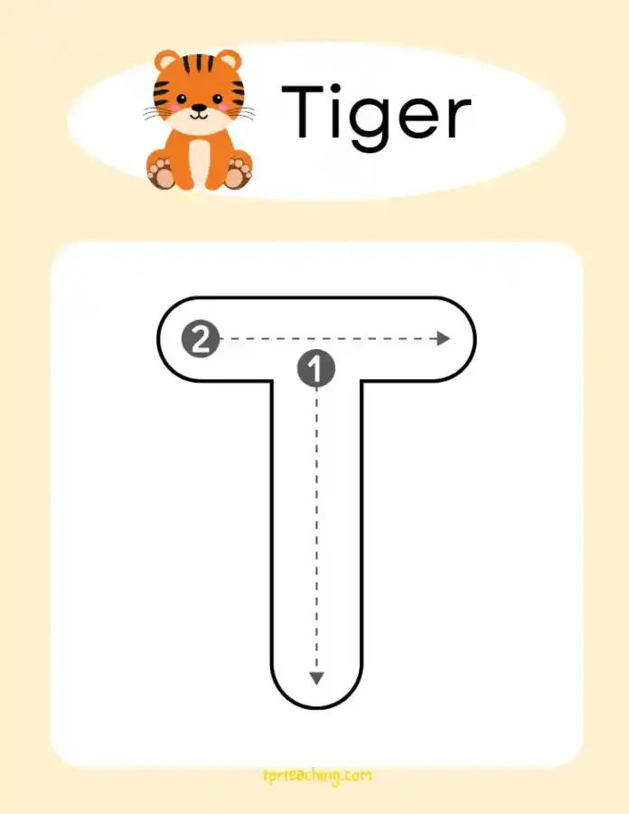 Uppercase letter T tracing