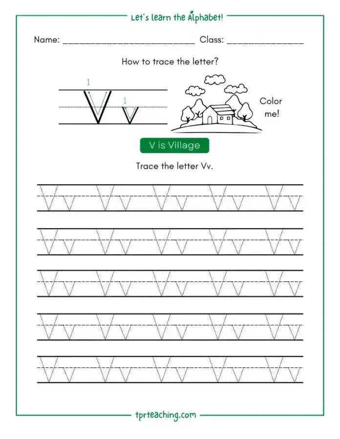Write the letter V