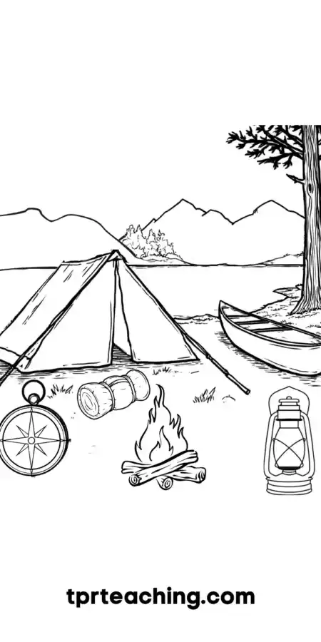 easy camping trip coloring page